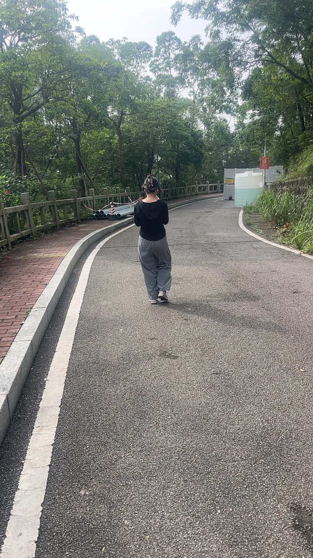 一个人散步在风景优美的路上