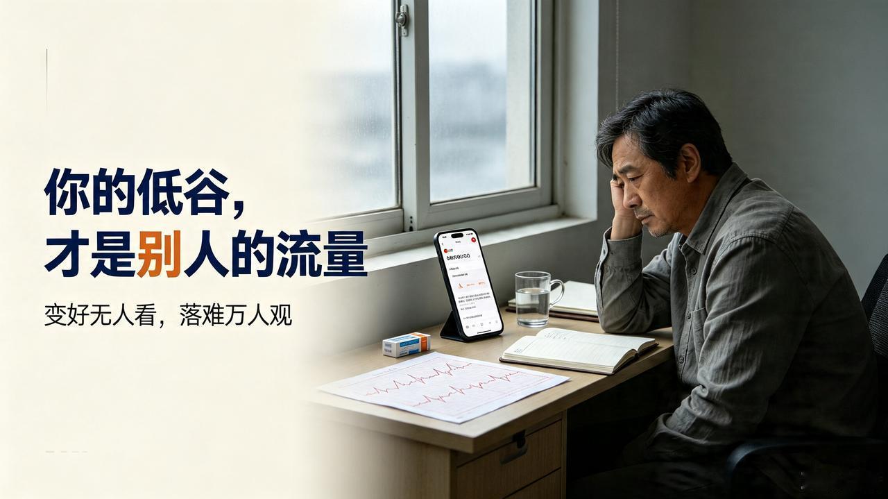 人性最真实的真相：你的低谷，才是别人的流量
 
做房颤康复分享一年多，我看透了一
