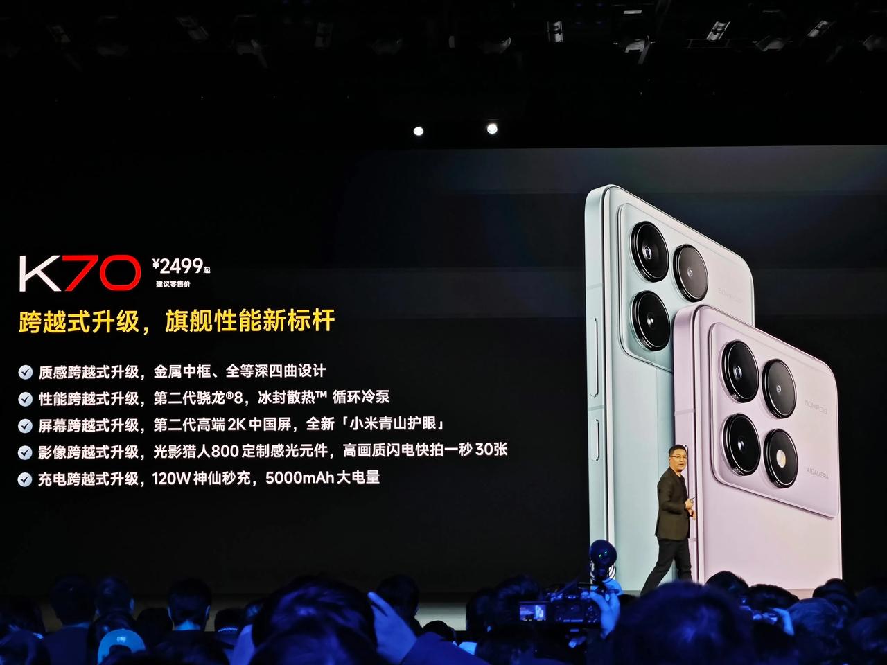 红米K70才是红米的主力军，这次来得有点猛，突然一下，二代骁龙8来到了2499。