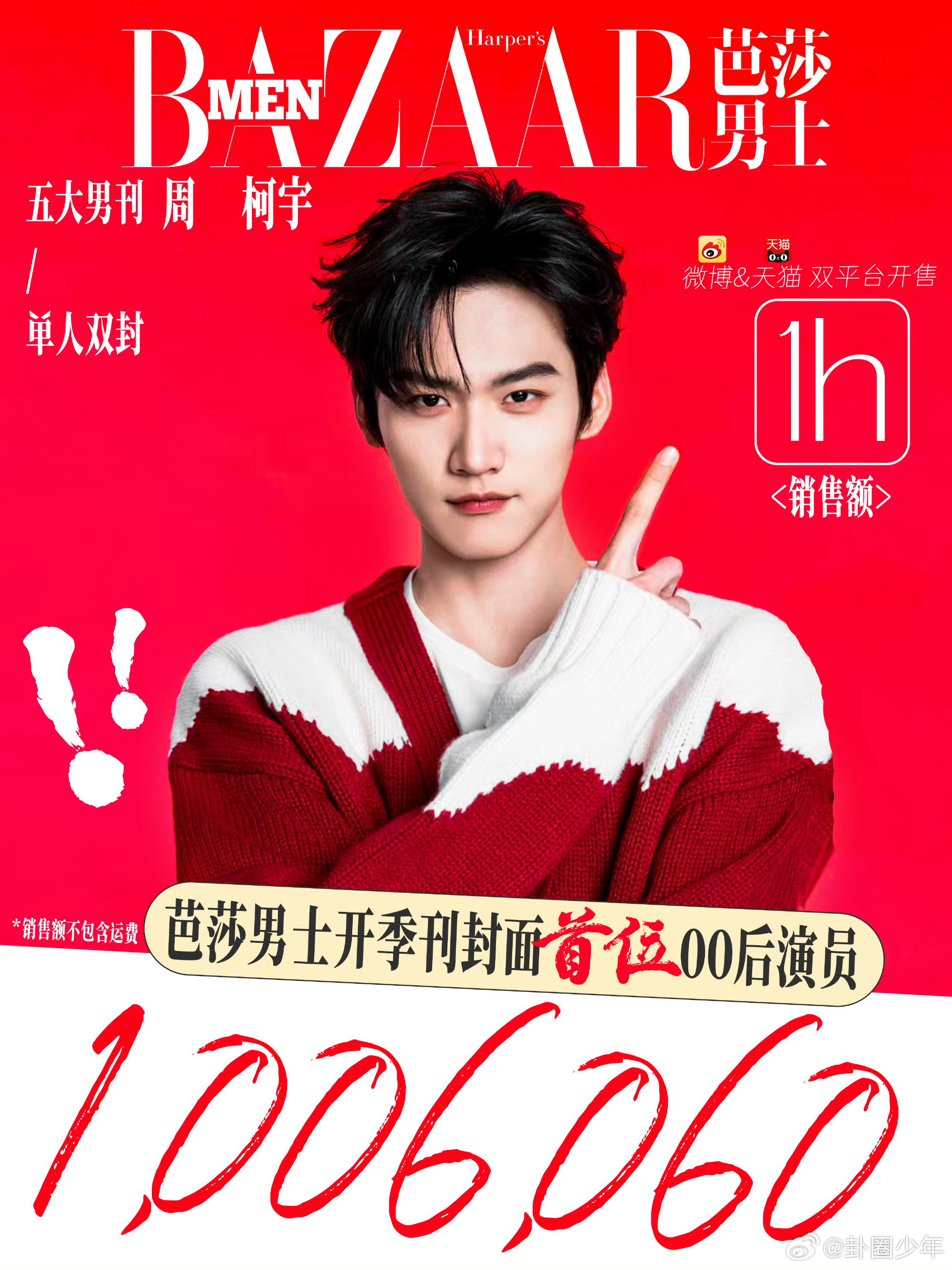 周柯宇芭莎男士破百万周柯宇芭莎男士1小时破百万 热度与销量双丰收，一小时破百万战