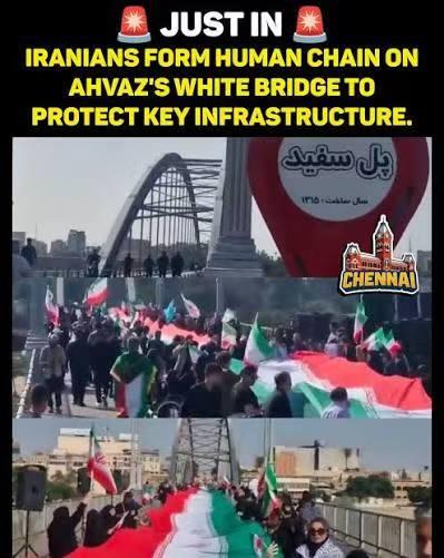 伊朗成千上万老百姓手拉手筑人链守护关键设施，悲壮而伟大！但也说明，伊朗防空导弹系