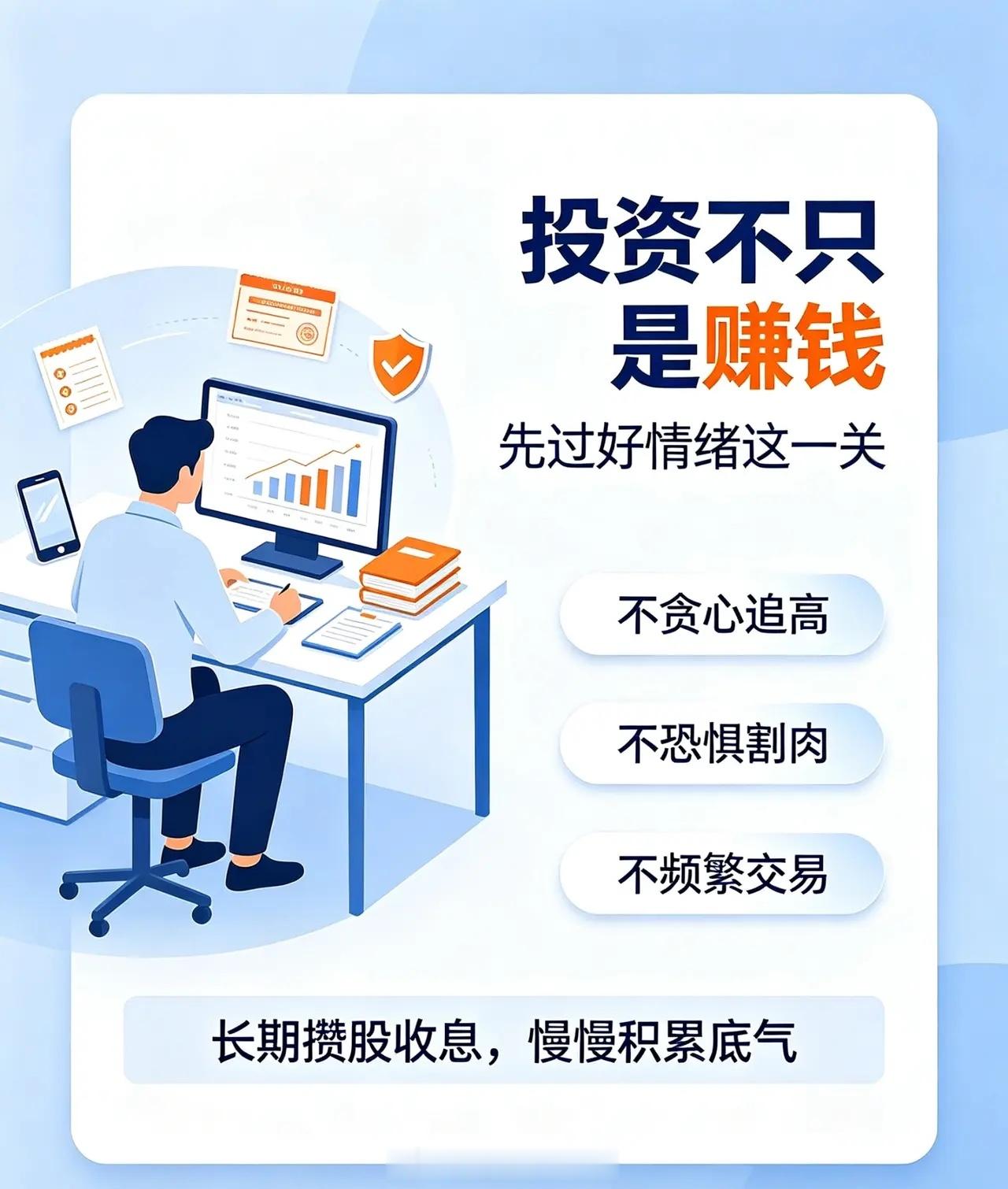 投资不只是赚钱，更是修心。新人总想着一夜暴富，追涨杀跌，被贪与惧裹挟，最后亏掉本