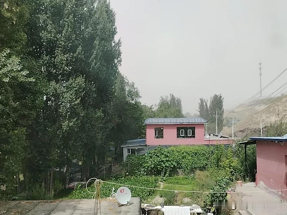 狂风大作，黄土冲天，天气预报没有说刮大风啊，这天气真正绝了，想把人热死呛死[捂脸