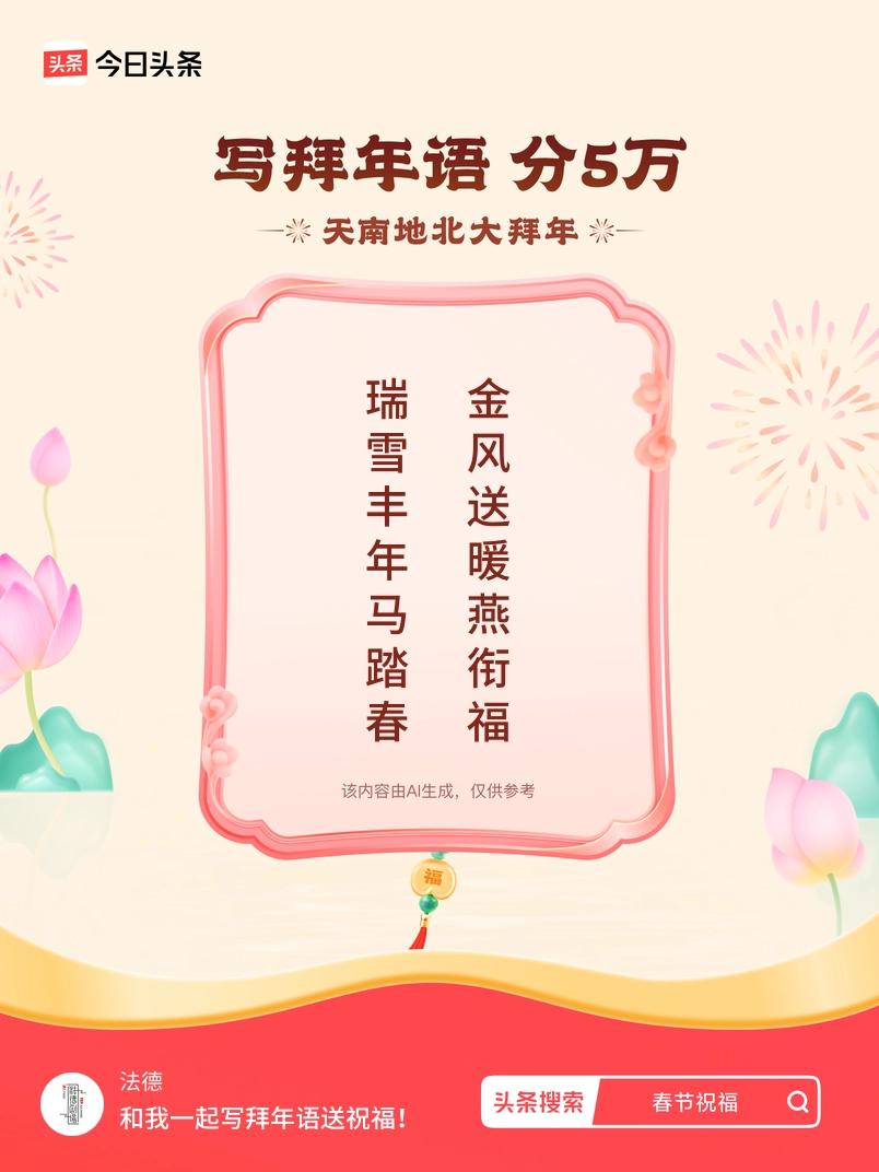 写拜年语送祝福新春拜年送祝福！我的祝福是：“瑞雪丰年马踏春，金风送暖燕衔福”！快