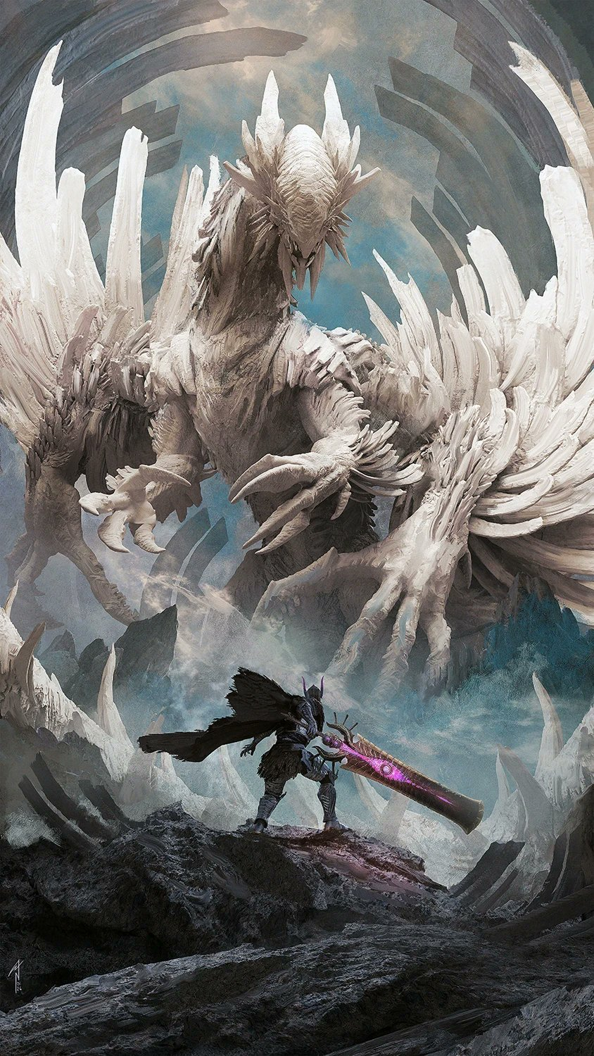 孤鸟 vs 白炽龙。（X：Sentinelcreativ）怪物猎人荒野