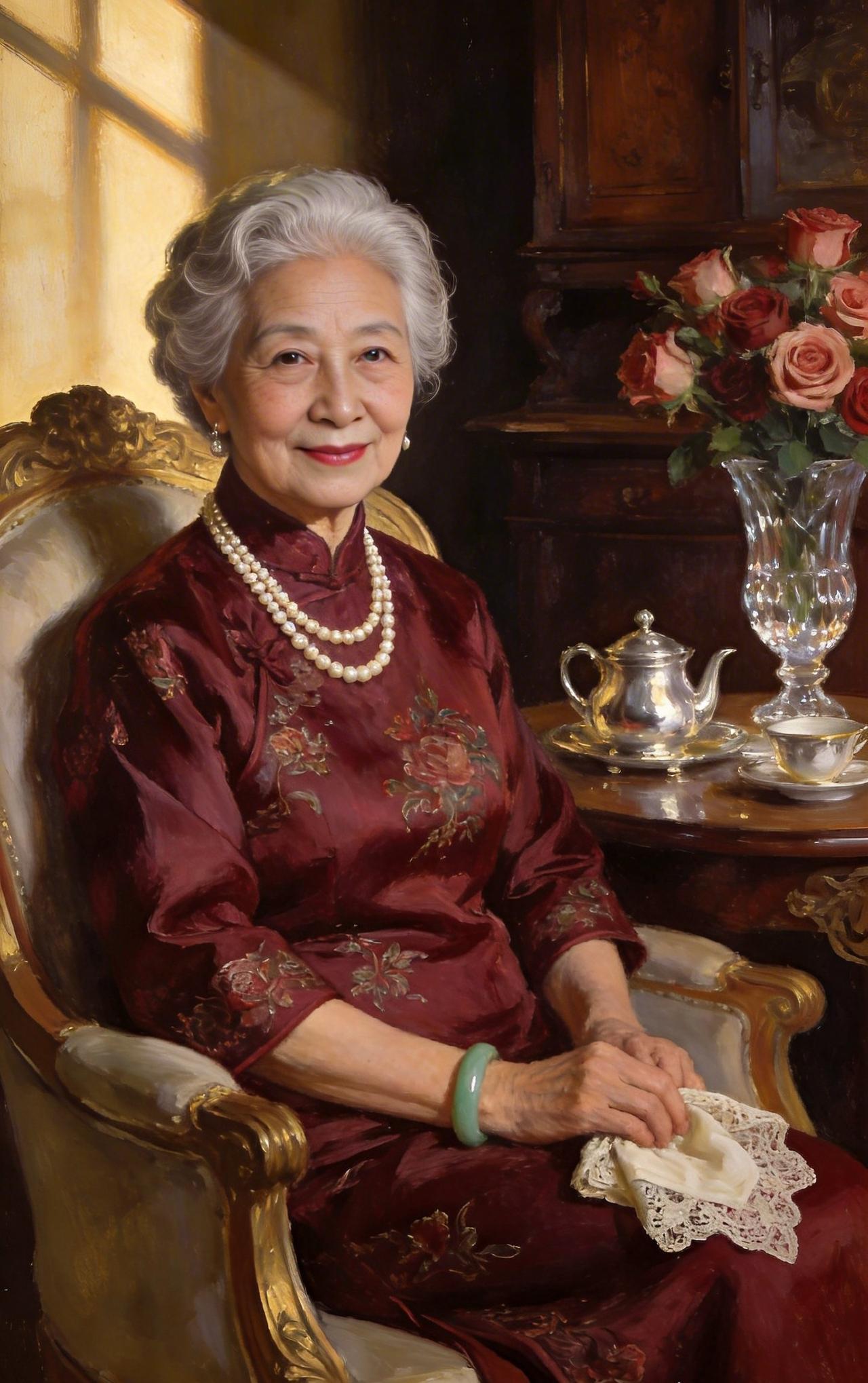 晚高峰的地铁里，众生皆一脸疲惫，唯独对面那位老人成了最亮眼的风景。她约莫七十岁，