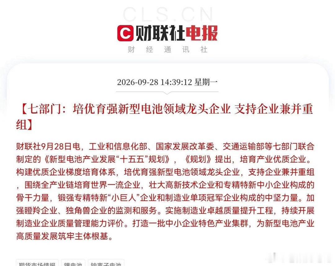 固态电池接下来估计要疯狂了                  突发重大利好，七部