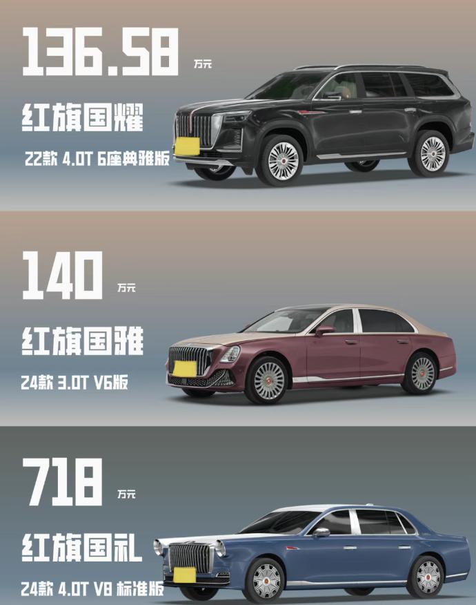 哥们，红旗这三款“国”字头的车，区别可太大了！
红旗国礼：车长近6米，气场超强。