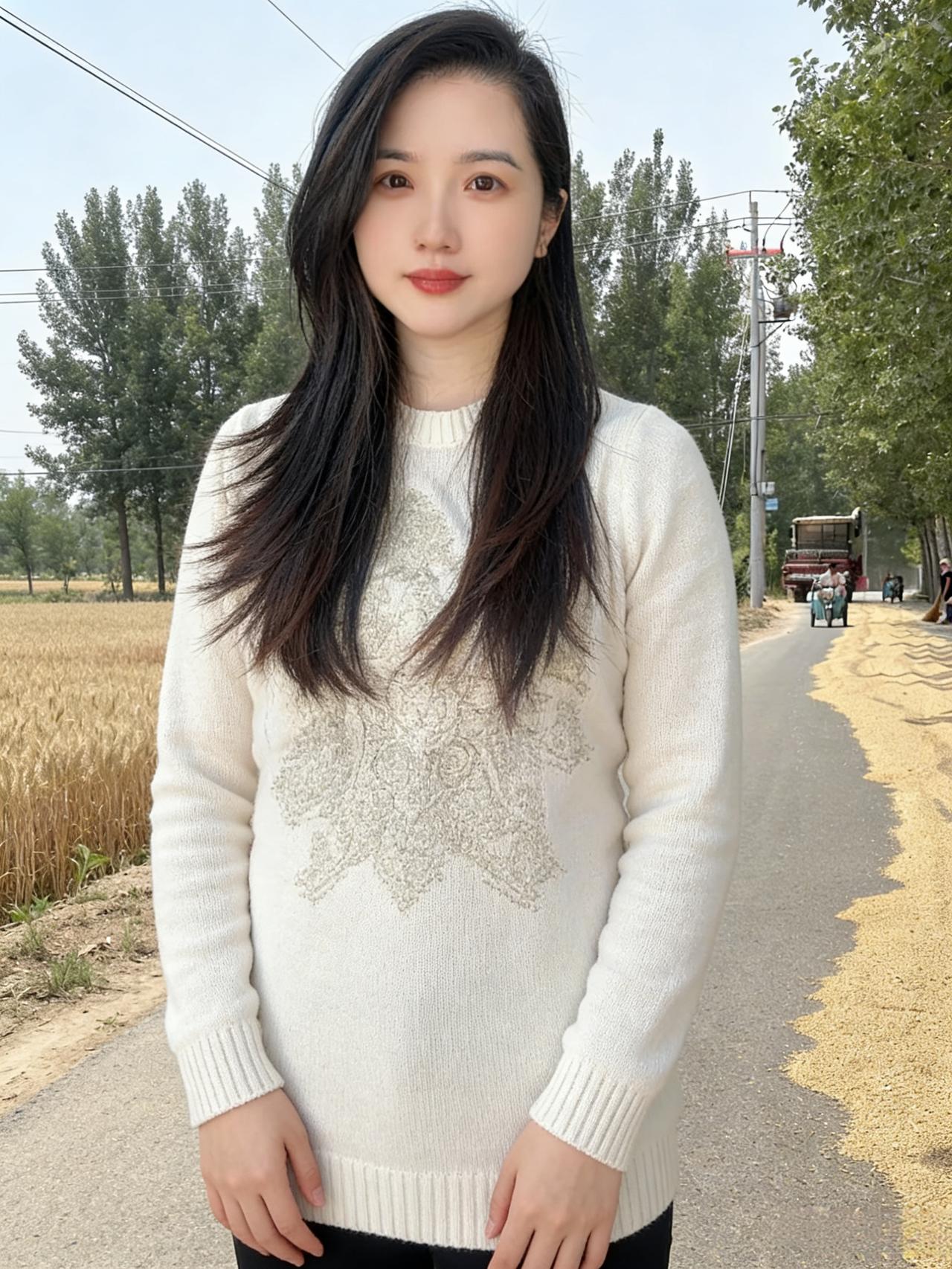 你站在秋光里，
像一幅被时光轻轻展开的画。
没有刻意的姿态，
没有张扬的色彩，