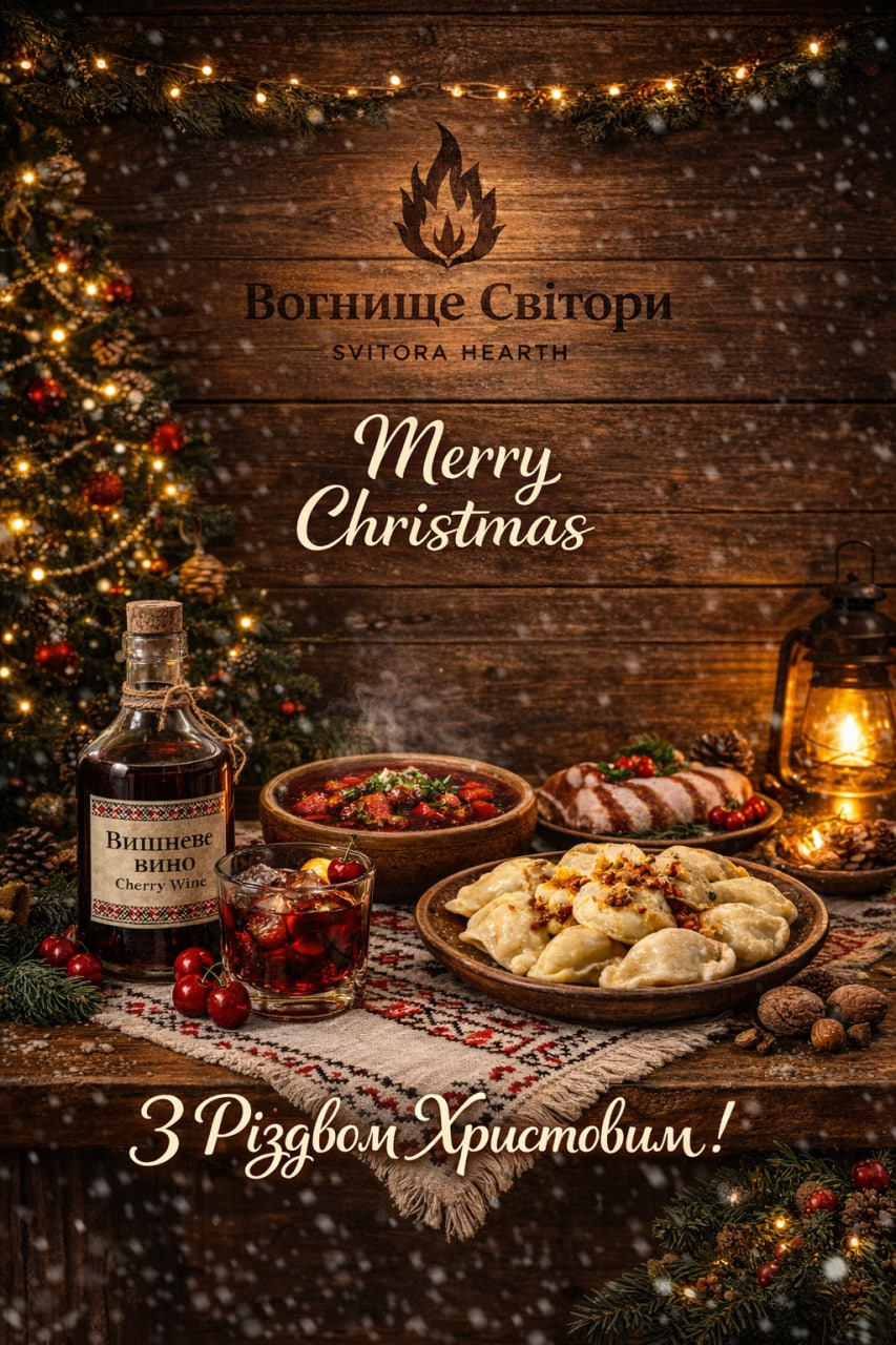 祝大家平安幸福，圣诞快乐！平安夜我的餐厅Вогнище Світори （斯维托