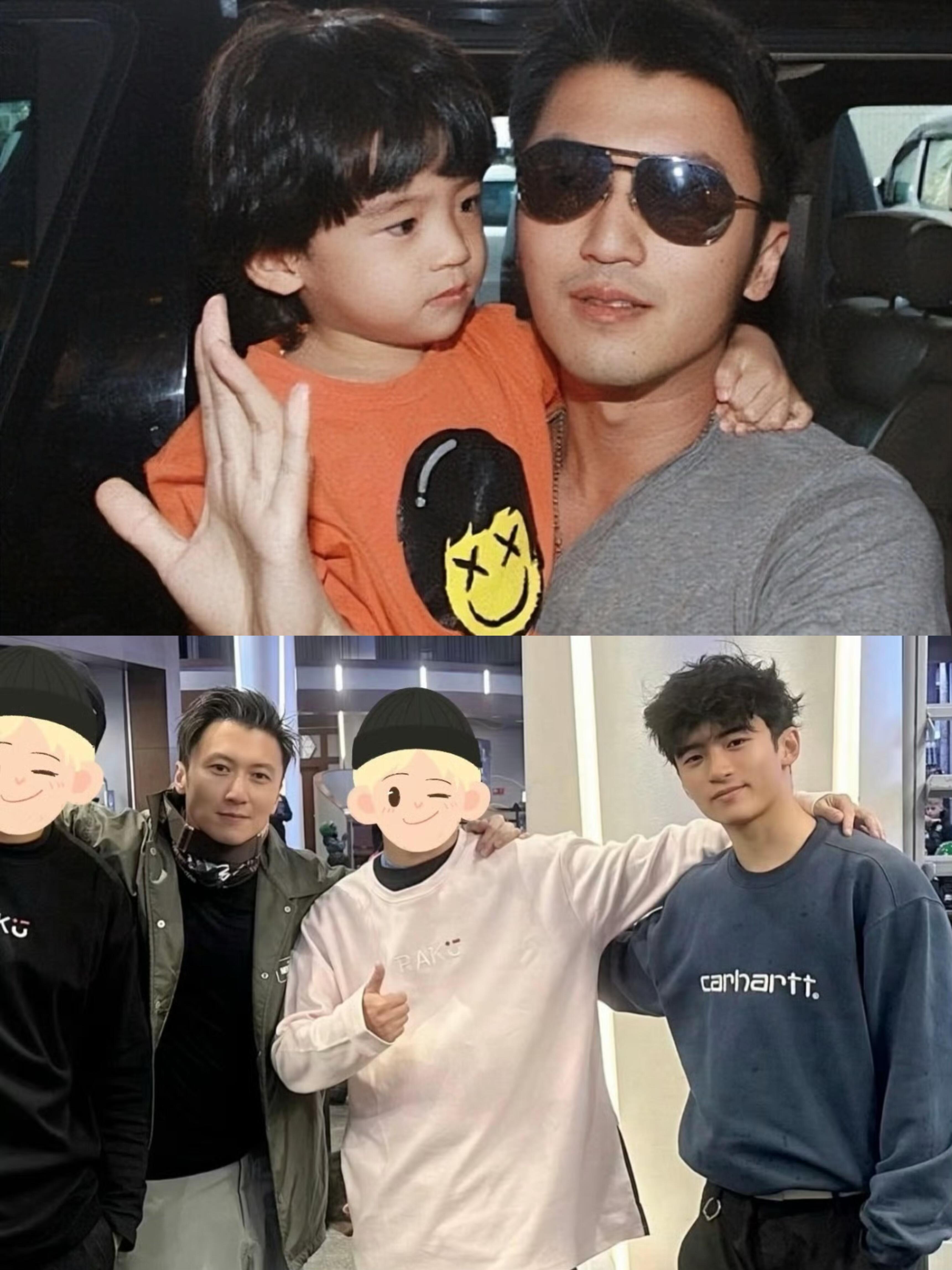谢霆锋和大儿子Lucas合照有，没想到现在都长这么大了！依稀能看出来谢霆锋当年的