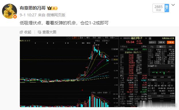 看图说话，一直高抛低吸的福日电子今天也是继续起飞开始吃肉了，总算是走出来圆弧形了