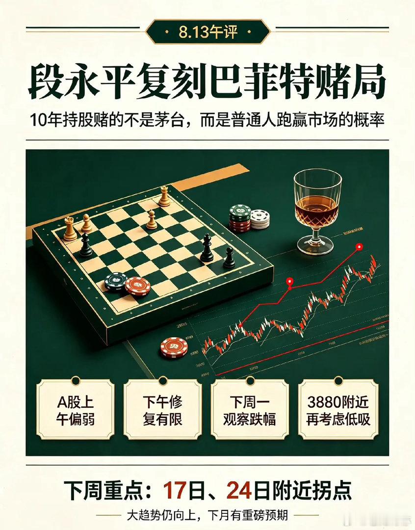 8.13日午评:段永平1亿赌局复刻巴菲特,下周A股关注2个时间窗口。今天上午A股