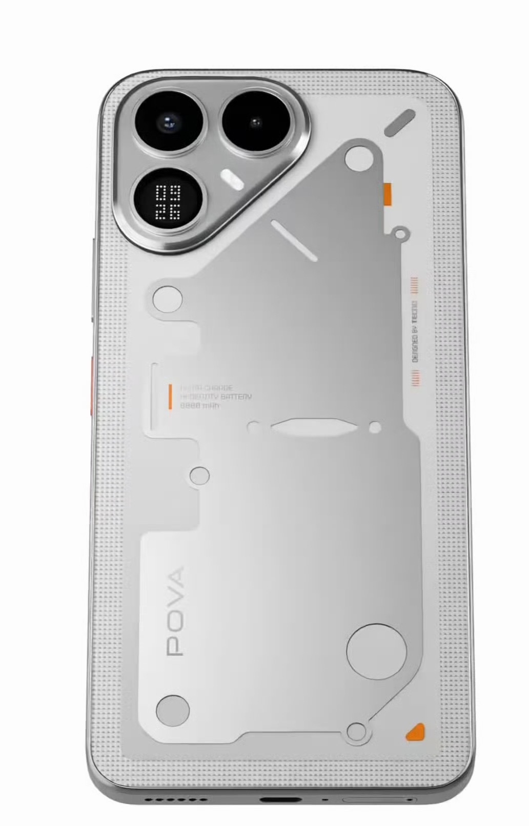 传音Tecno Pova 8 5G下周要在印度发布了。后摄模组上带一块点阵屏，还