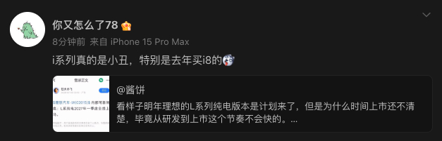 其实论家用，我真心觉得理想i8的尺寸和驾乘舒适性是最好的。（理想全系车型都开过以