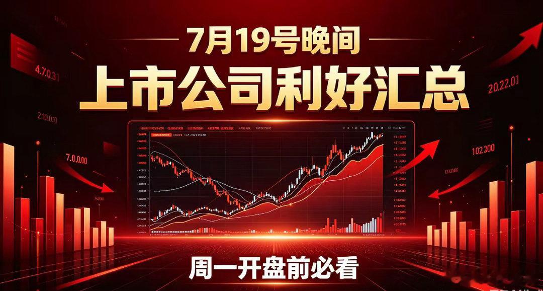 7月19号晚间上市公司利好汇总，周一开盘前必看周日晚上一堆公司发了利好公告，给大