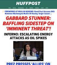 国家情报总监加伯德在参议院听证会上拒绝明确回答伊朗是否构成“迫在眉睫的威胁”，引