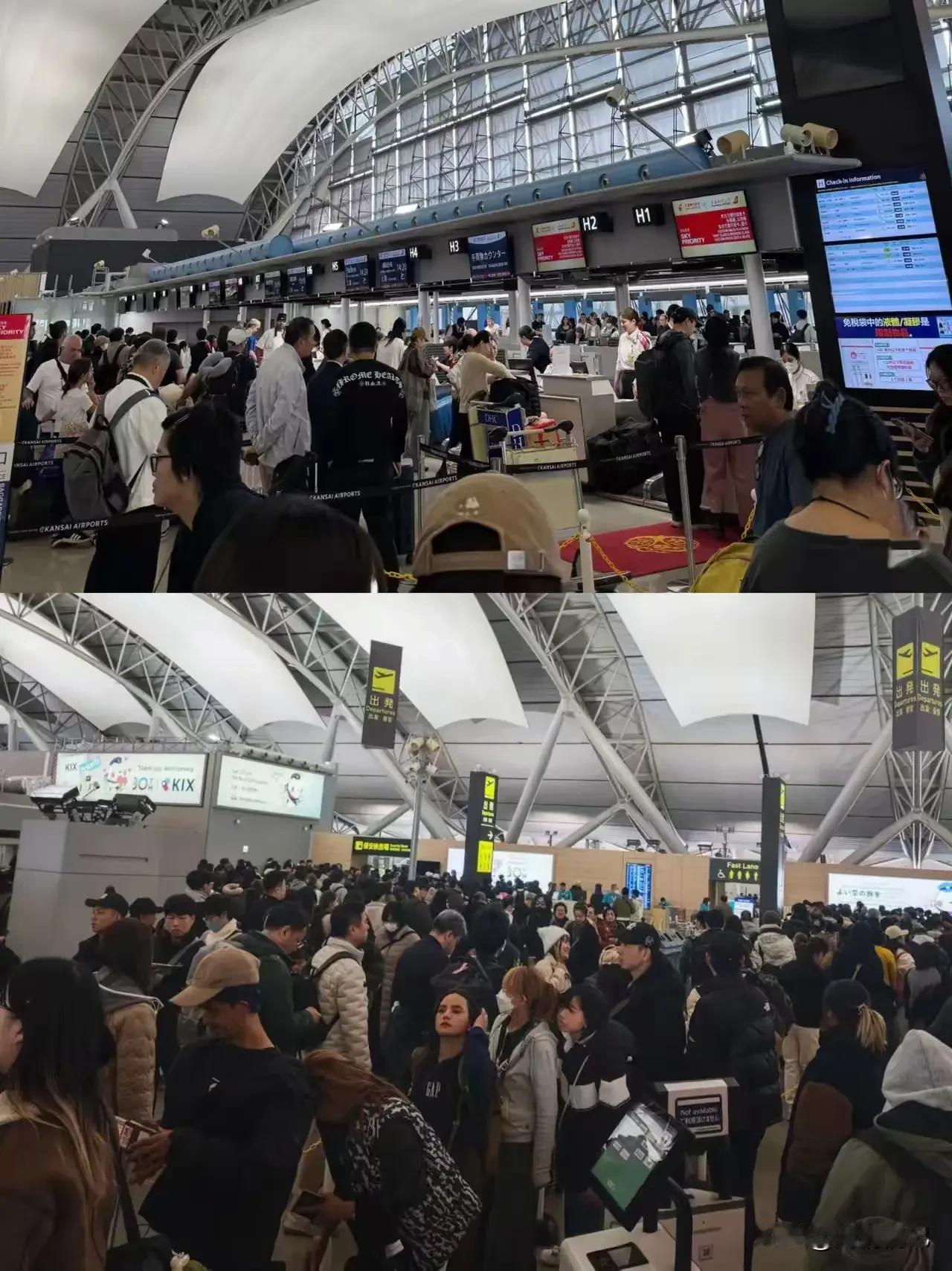 万万没想到！
之前不听劝，非要去日本旅游的那批人，现在打脸了吧！日本关西机场人山