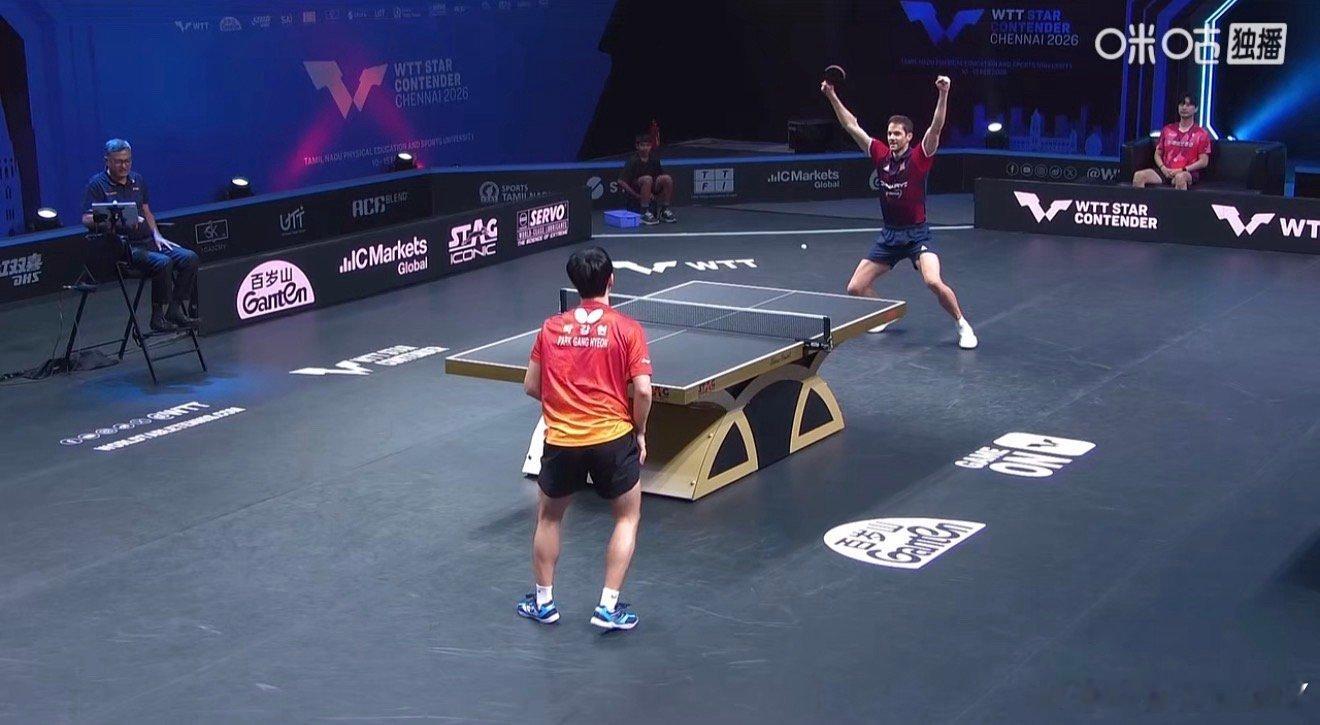 2026wtt金奈球星赛男子单打4-2杨卡里克3-2朴康贤（13-15 11-7