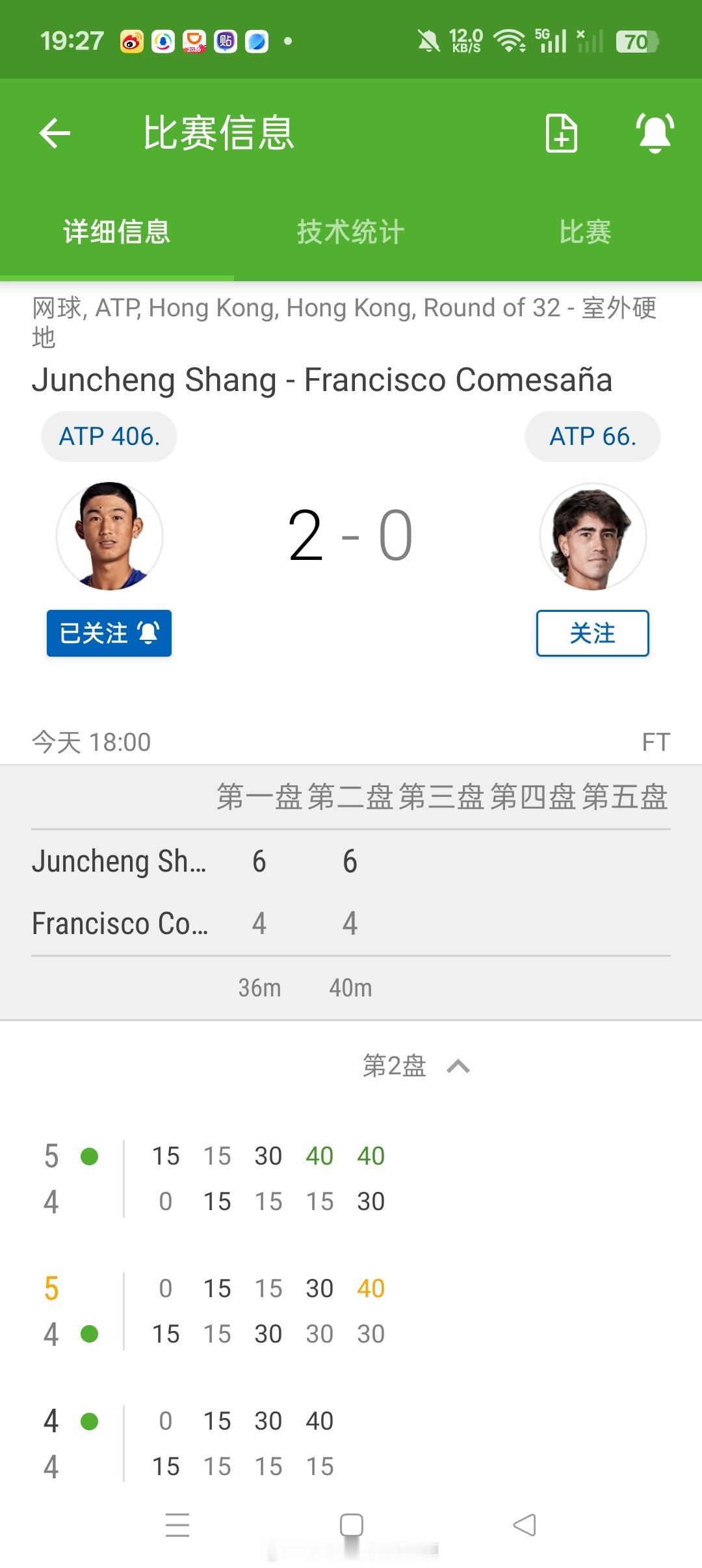 小花小草资讯小花小草资讯 【ATP250🇭🇰香港】男单正赛第一轮🇨🇳商竣