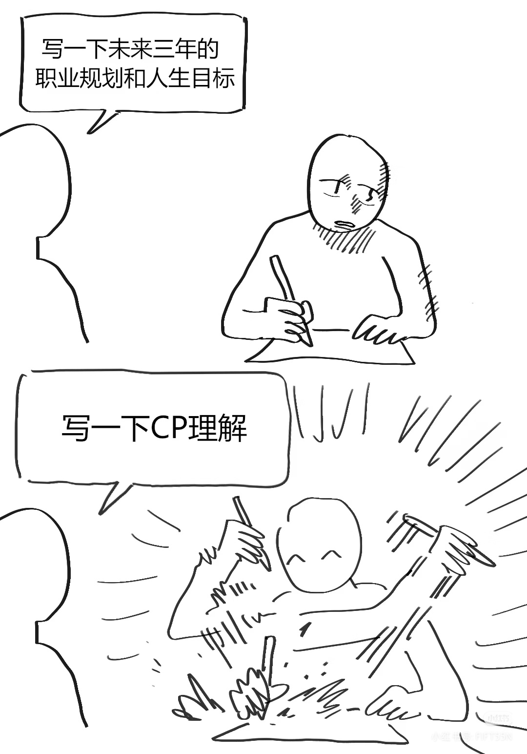 打开石墨码两个字，切屏剪映剪两段视频，再回iPad画两笔画。好想把自己分割成三份