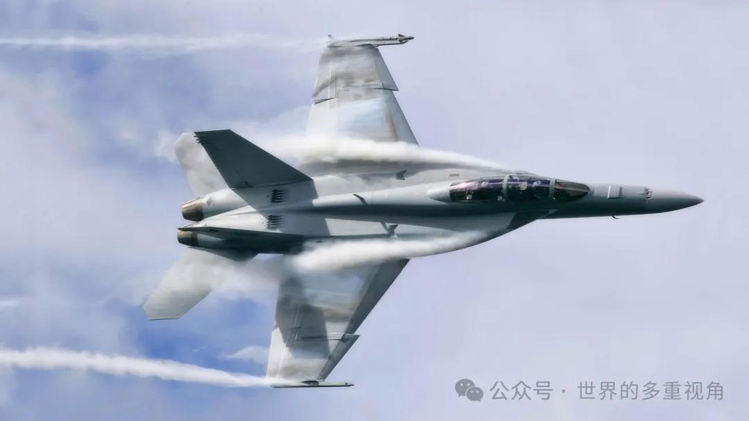 F/A-18F大拱形边条翼拉出的涡流十分明显