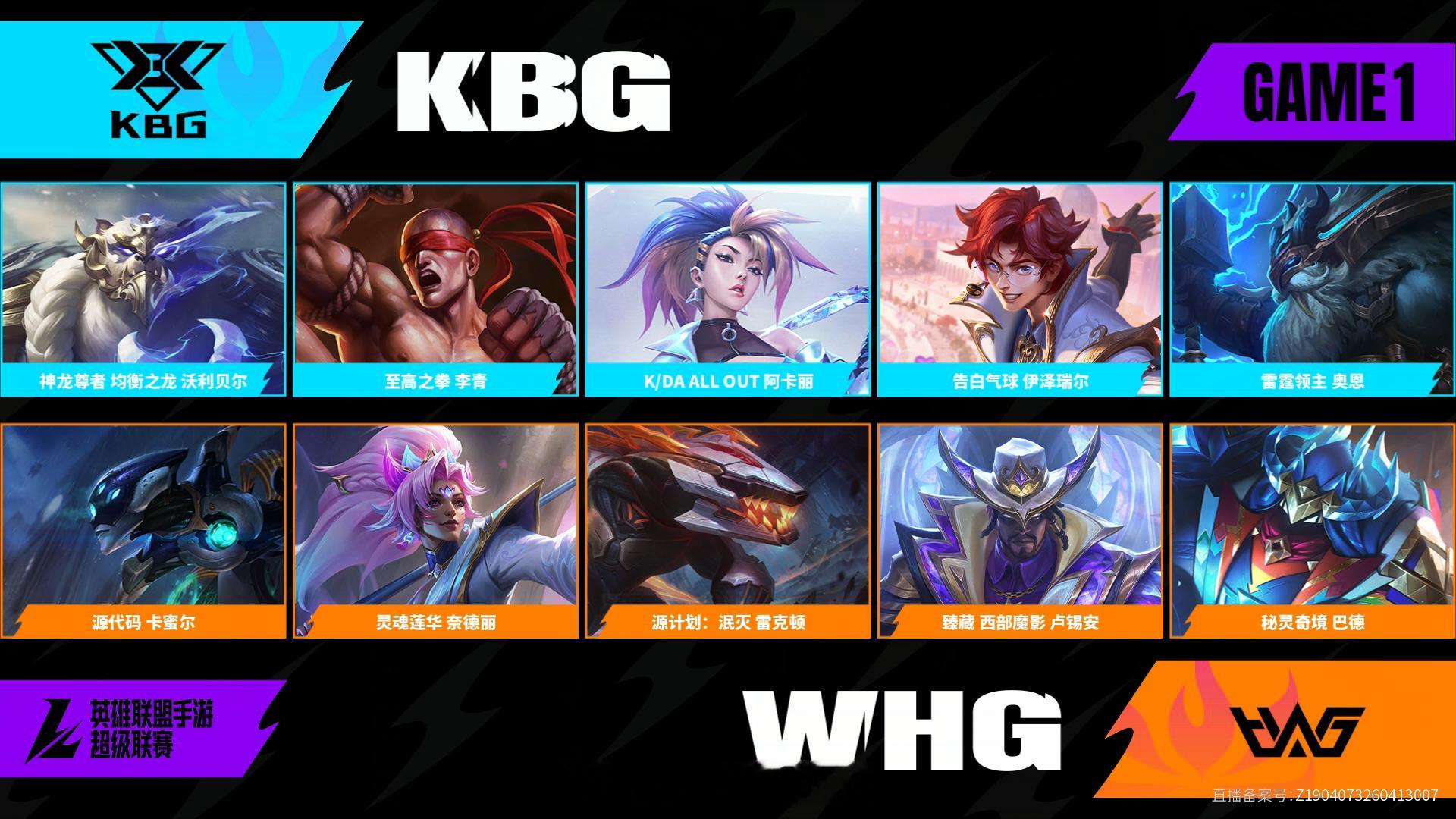 KBG对阵WHG第一场BP2026WRL夏季赛英雄联盟手游赛事英雄联盟手游超级联