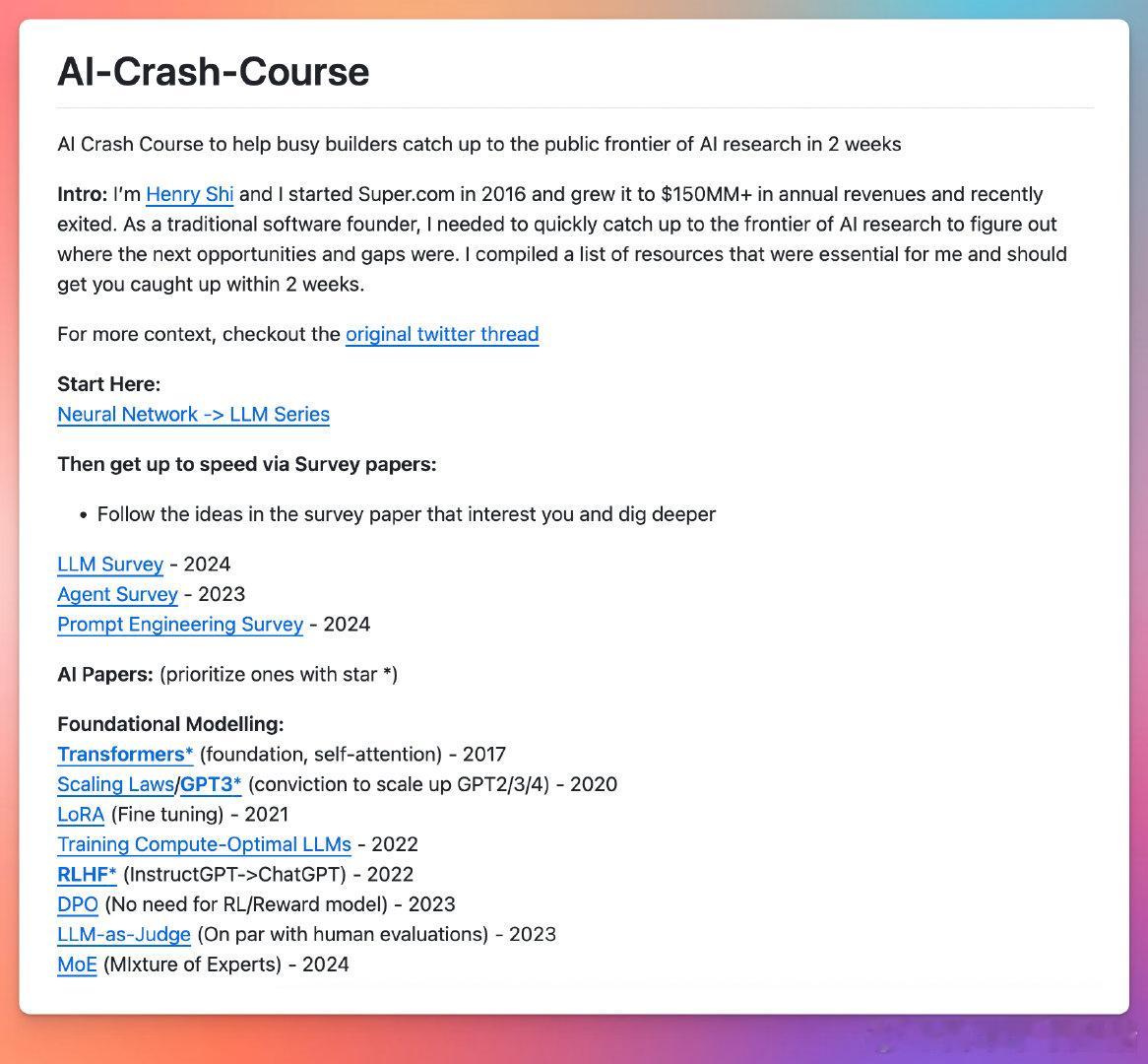 很多技术爱好者和开发者想快速跟上AI领域的发展，但面对海量资料往往无从下手。AI