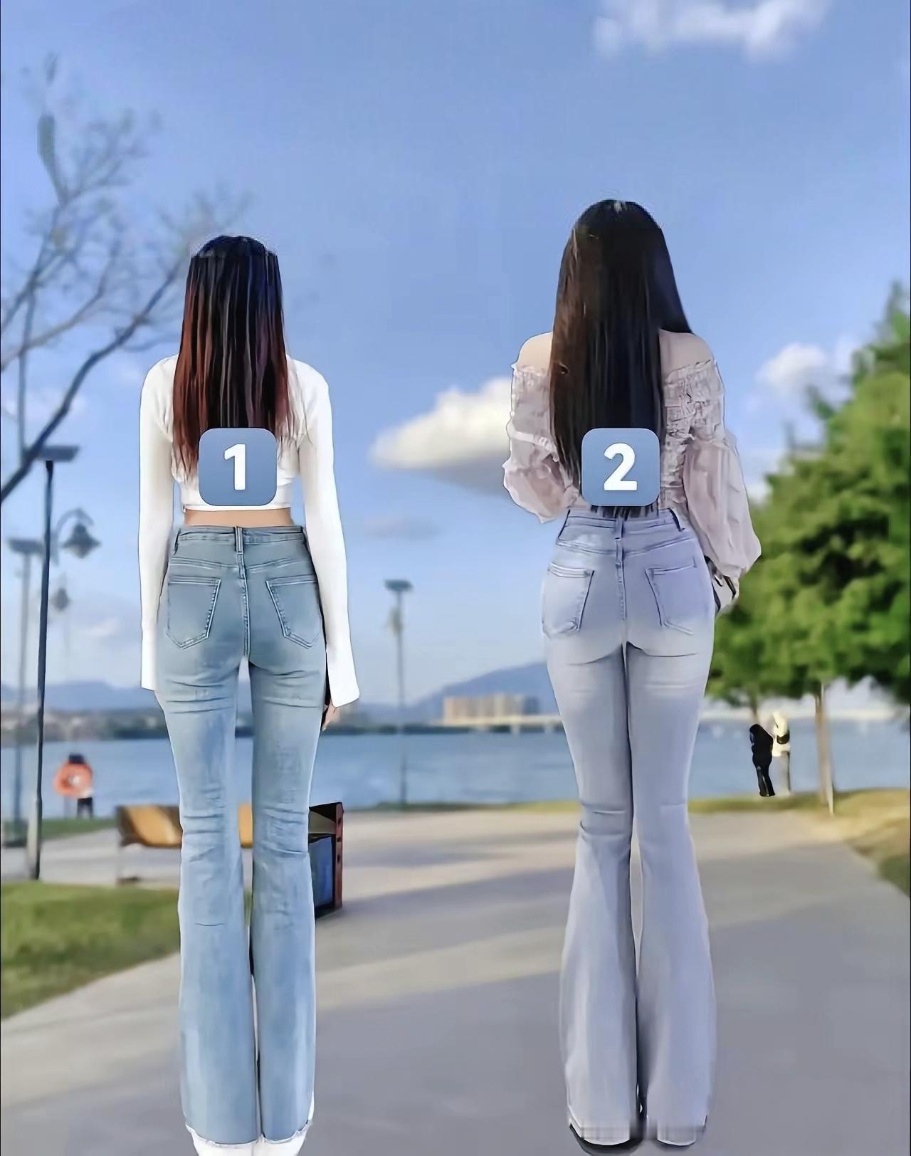 我盯着看了五分钟，愣是没看出区别😂
1号和2号的喇叭裤，到底哪里不一样啊？
你