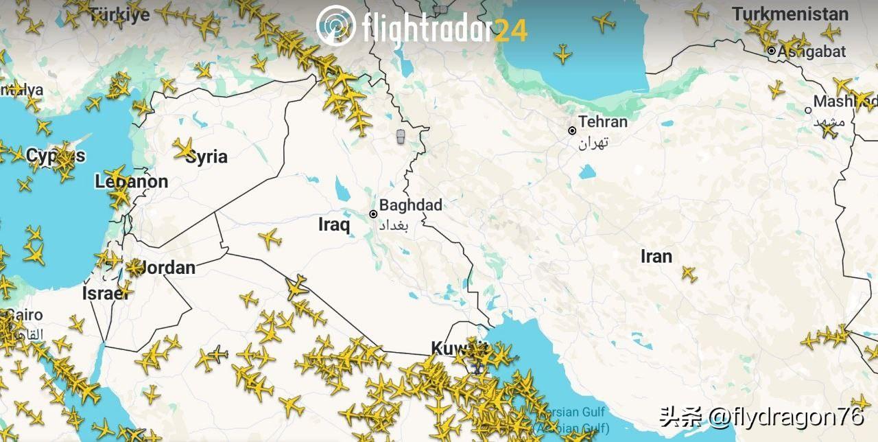 🇮🇱🇮🇷目前中东地区的空域。