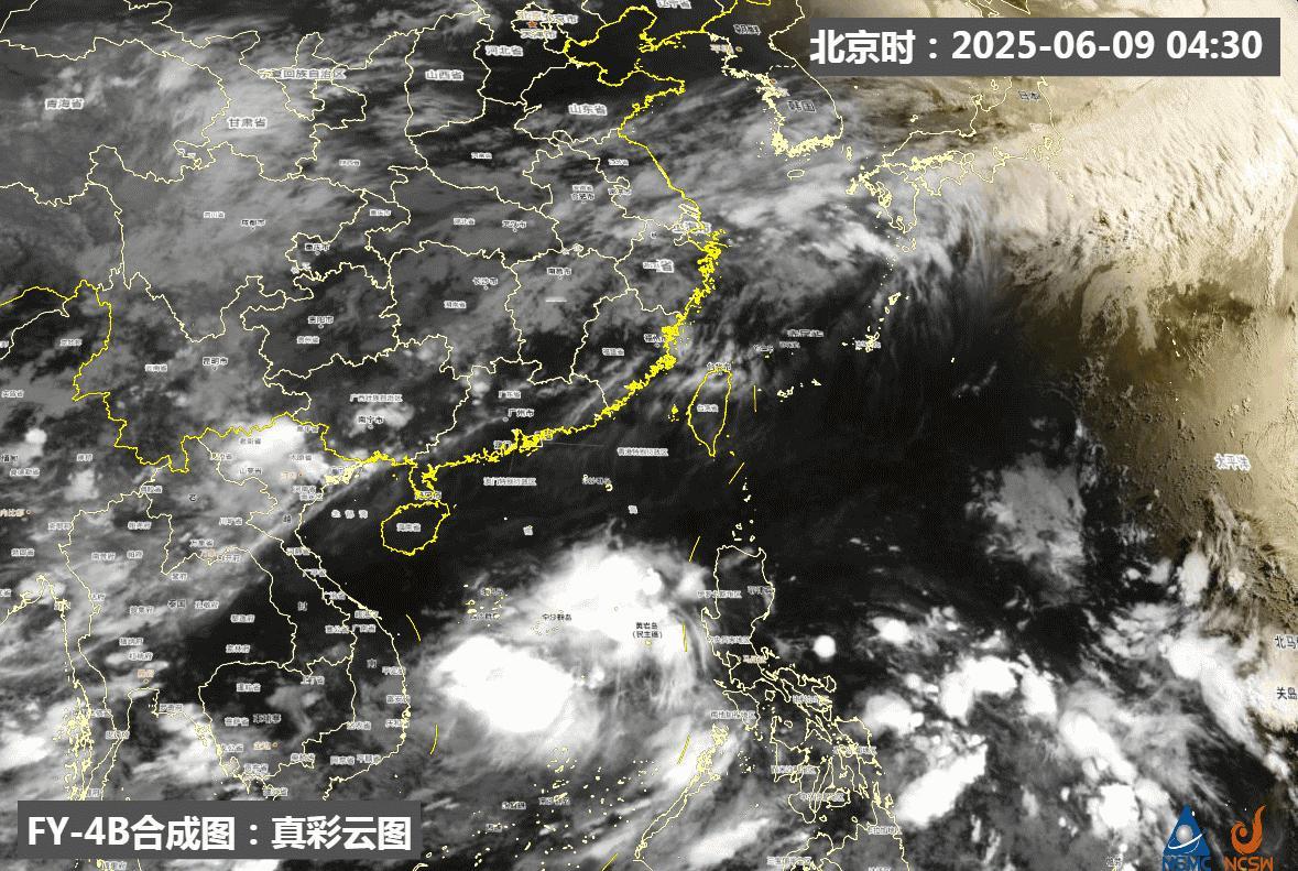 【云图看天气】今晨云图上可见，从我国长江流域到日本南部的梅雨锋云带，导致明显降雨