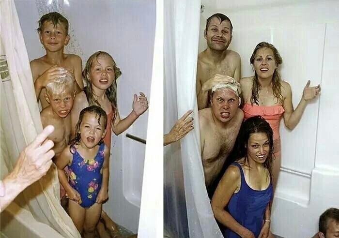 ❤️#兄妹6人重拍45年前的童年合影#        想到了之前外网很火🔥的翻