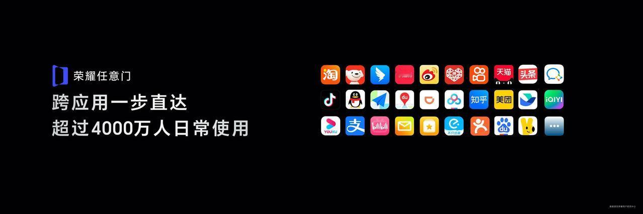 荣耀任意门广受好评，超4000万用户使用。此次任意门功能升级支持“双开门”，能双