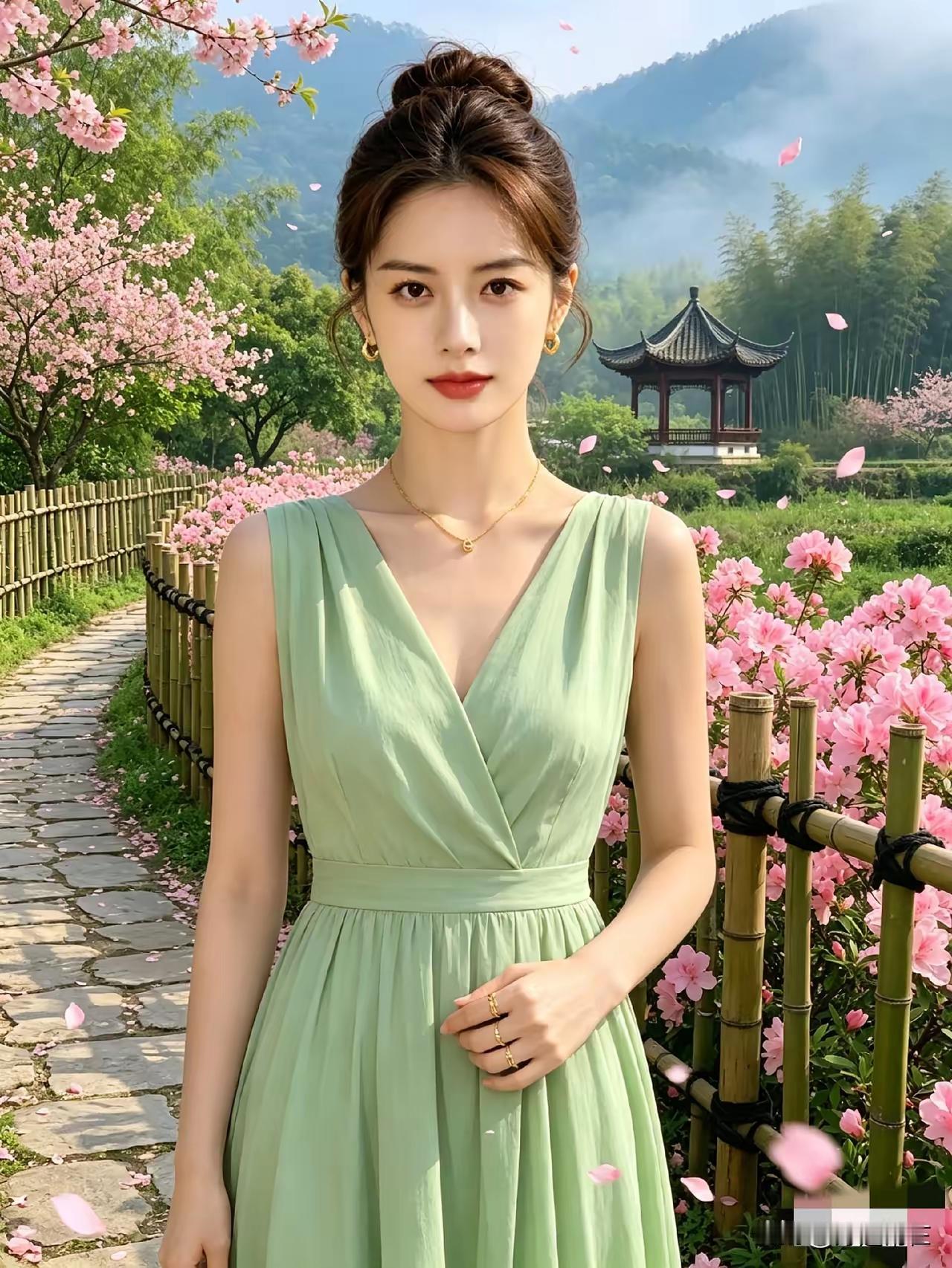 春日赏花指南🌸 绿裙仙子漫步花海，尽享自然之美！
