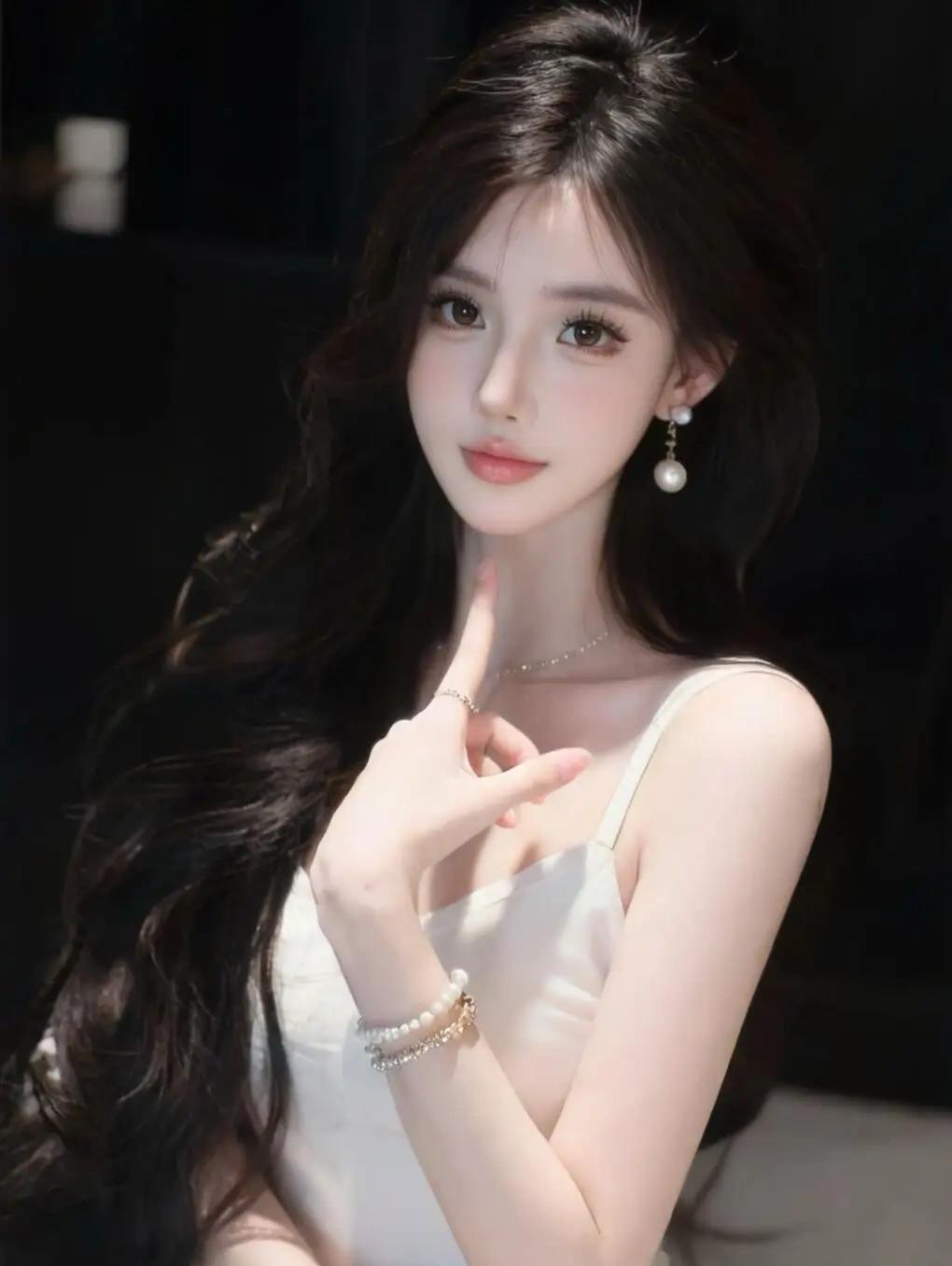 冬日生活打卡季白色吊带乌黑秀发的小姐姐美美哒