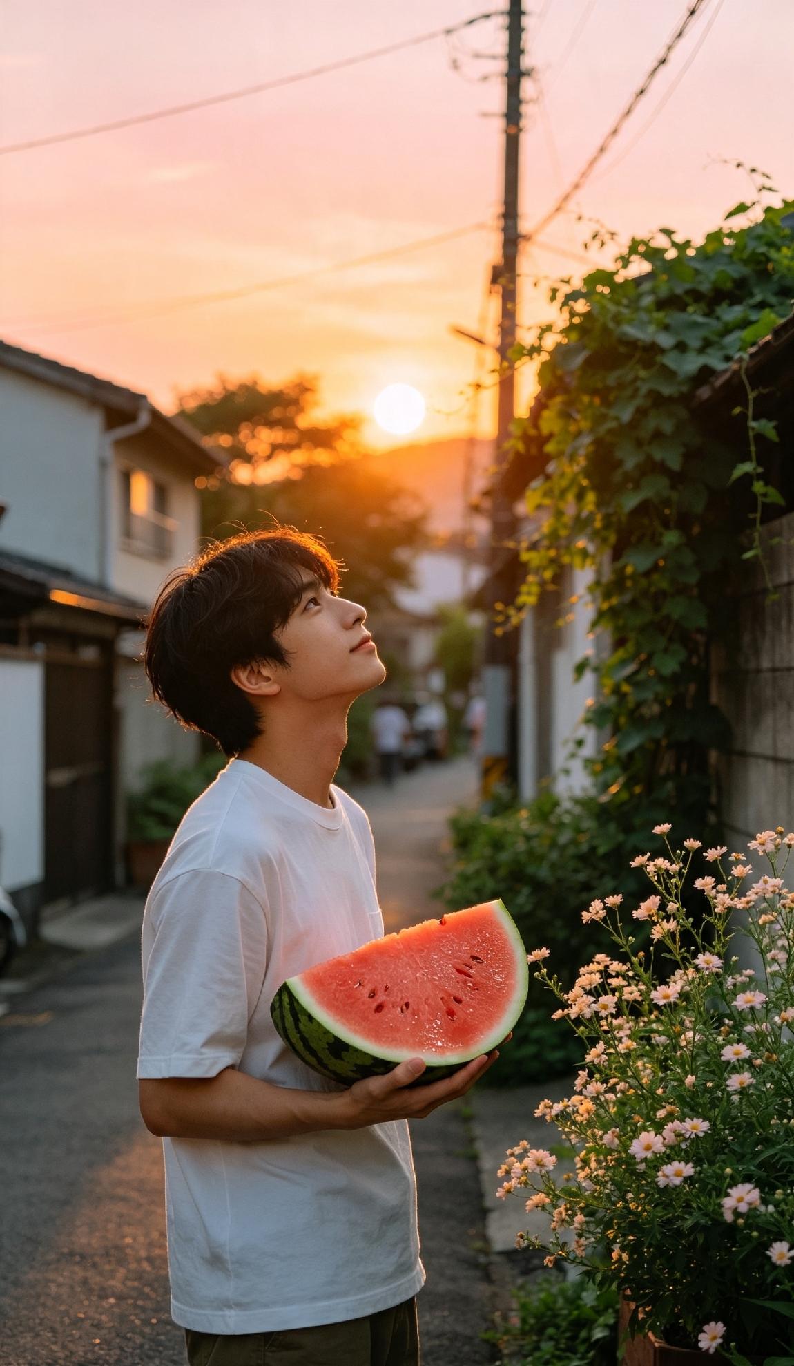 夏天必做的一件事，是等傍晚暑气散去，沿着街巷慢悠悠散步。路边抱半块冰西瓜，风里裹