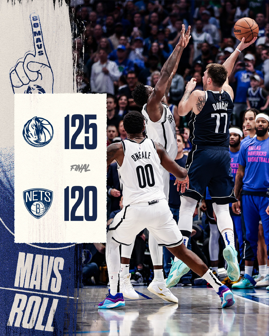 #篮网vs独行侠##东契奇49分##独行侠战胜篮网# 全场比赛结束，125-12