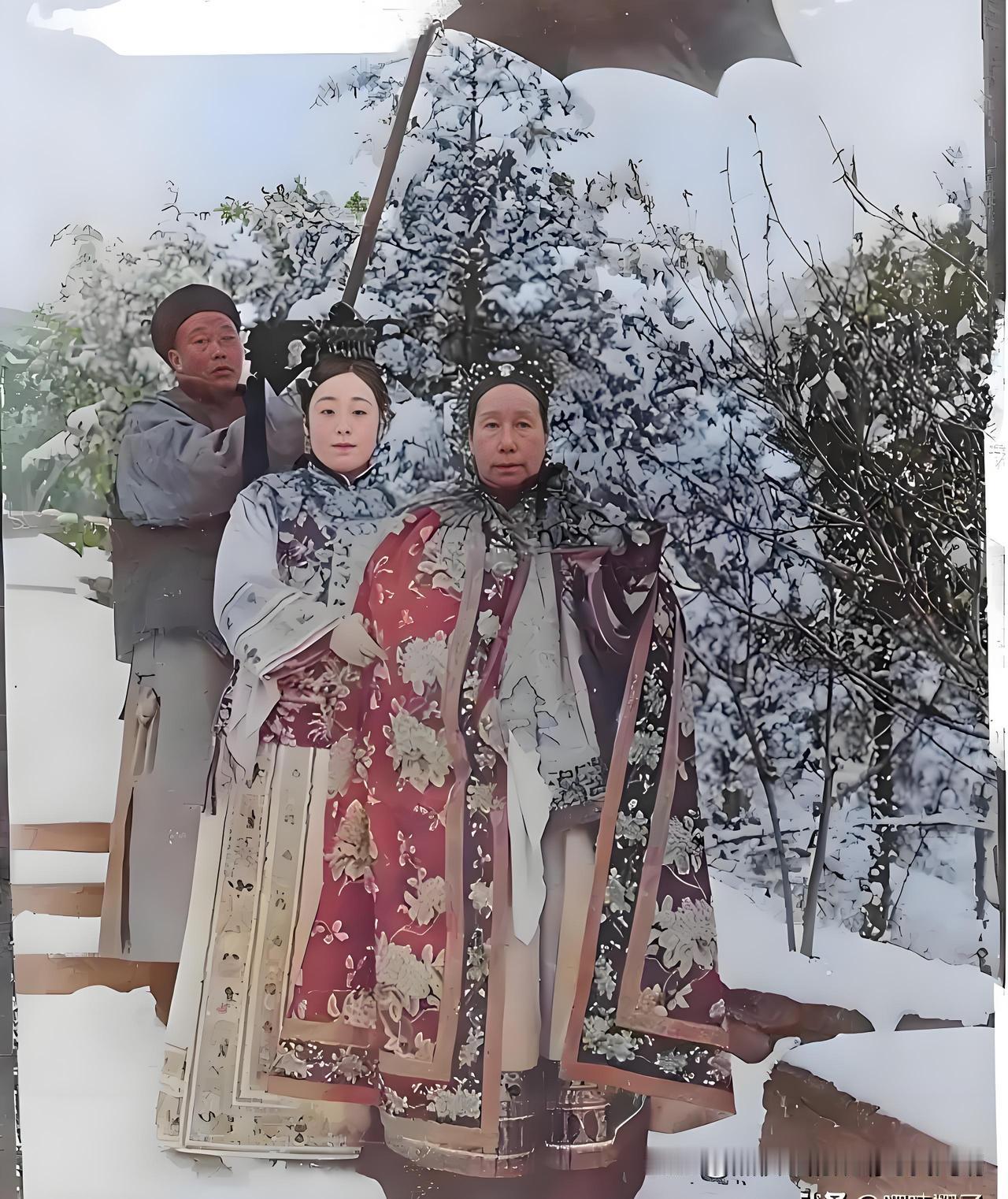 慈禧1903：刚签完《辛丑条约》就开始游园踏雪赏梅！

这张老照片，1903年冬