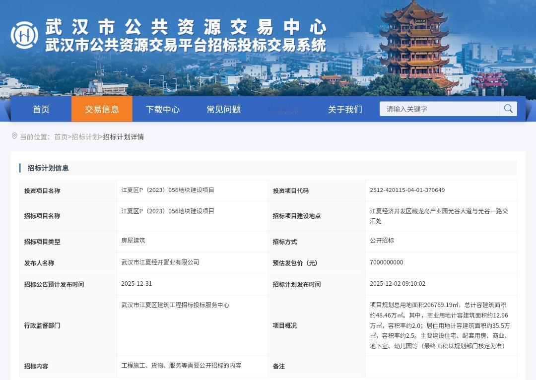 70亿，13万方商业 藏龙岛cbc地块再次启动招标！

近日获悉，武汉市公共资源