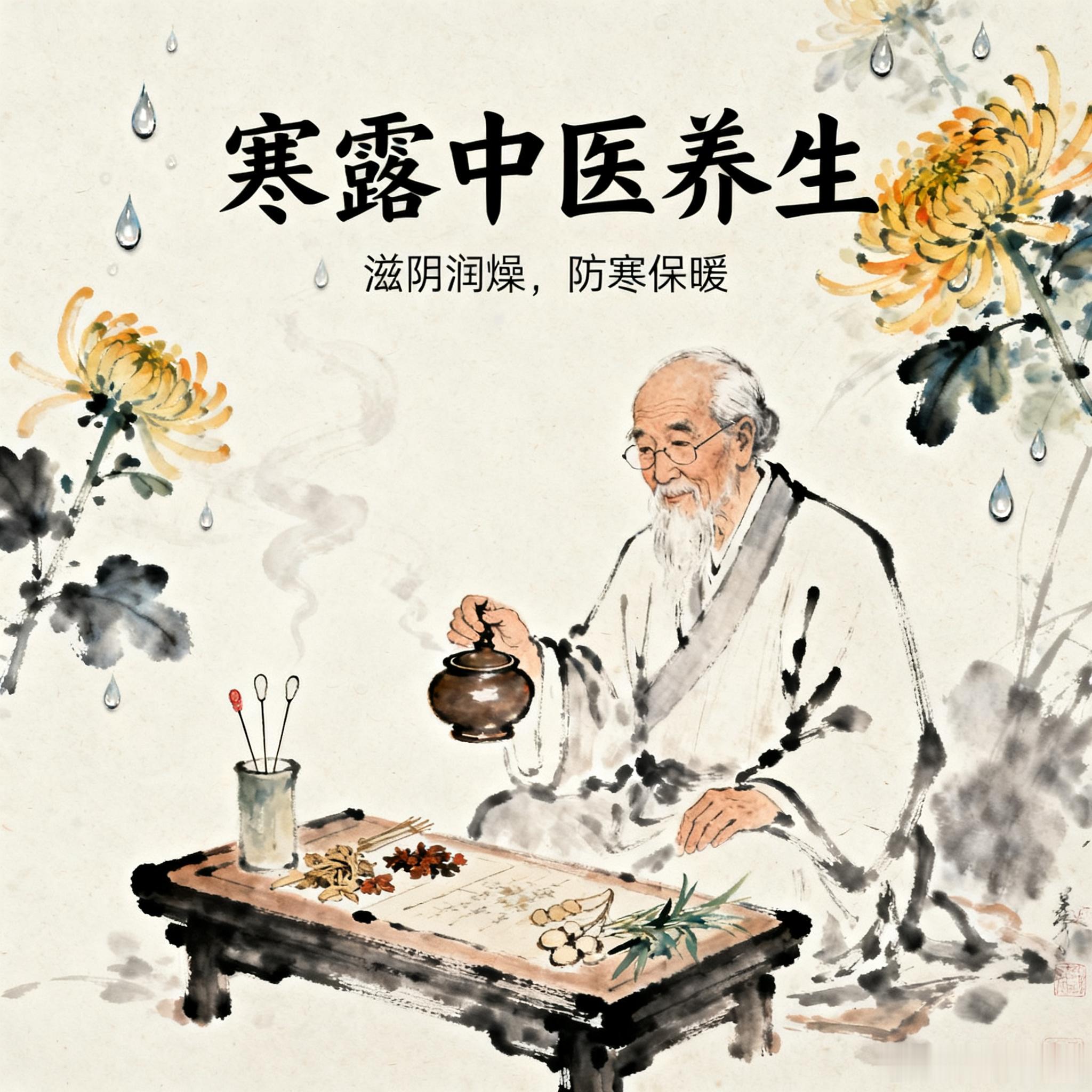寒露至，秋意渐深。露凝而寒，风侵衣袖。宜敛阳气，润秋燥，暖双足。早睡以收神，饮食