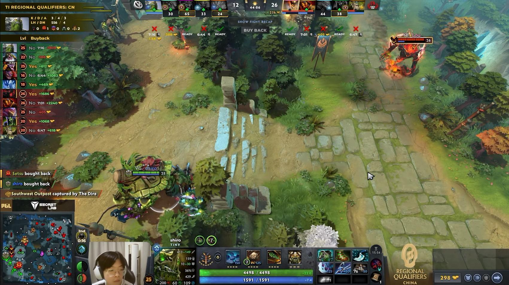 DOTA2TI15 中国区预选赛败者组决赛YB对阵VG战队BO3决胜局，经过93