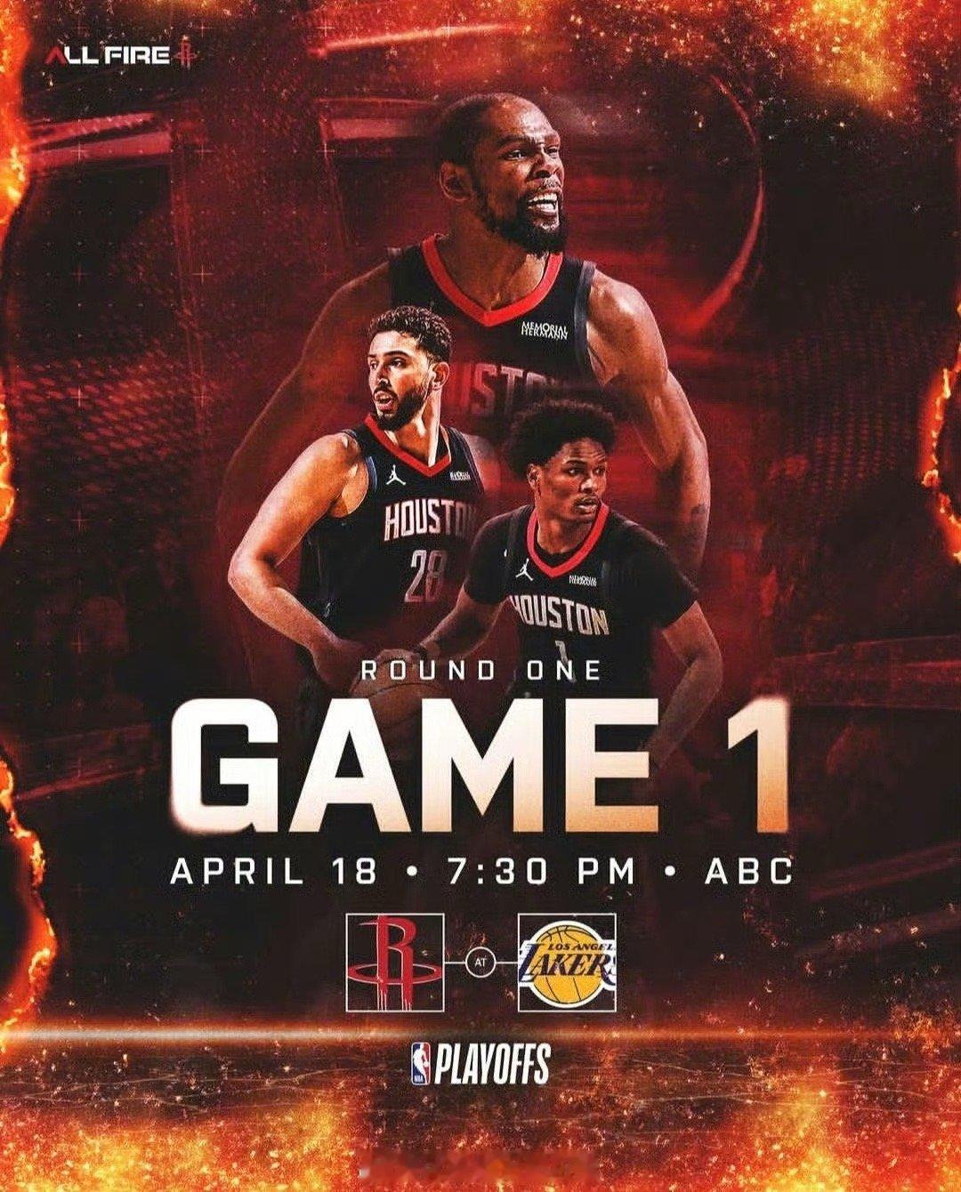 G1海报已出，明早8:30，不见不散！火箭vs湖人火湖大战休斯顿火箭