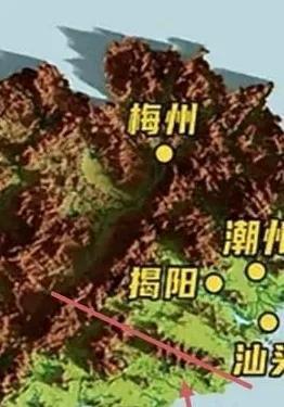 广东省潮汕地区三个地级市的地理位置