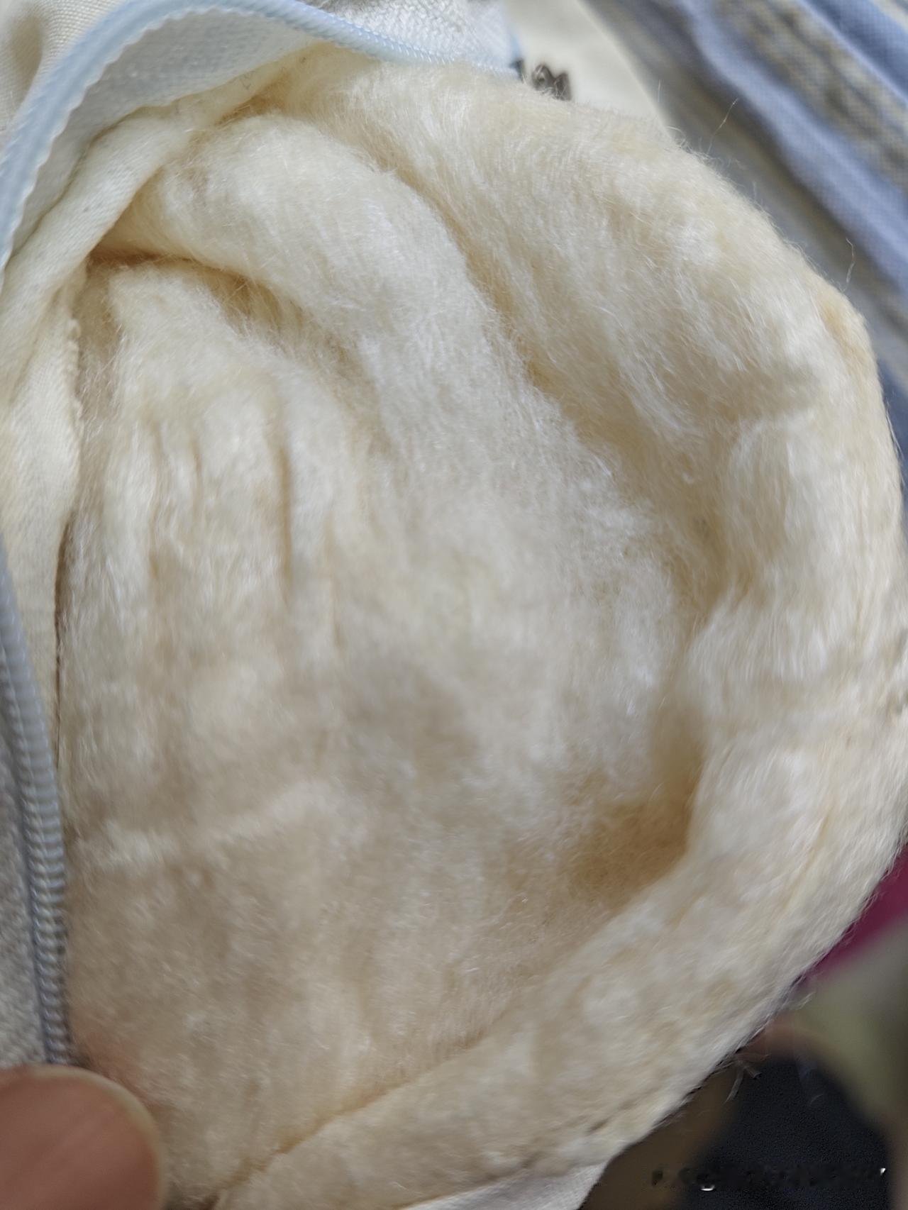 蚕丝被已经用了十几年了，周末洗被罩的时候，感觉里边包蚕丝的布有点发黄，仔细看看蚕