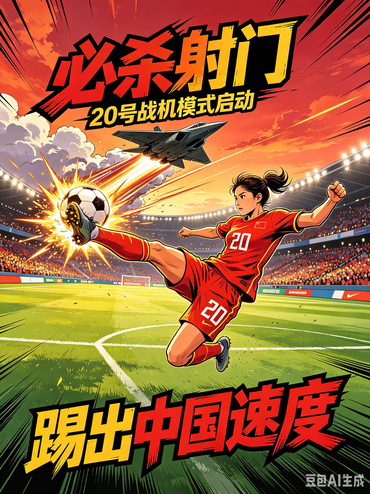 《功夫女足》里20号就是我们歼20，歼20第一次被梨花队背后偷袭，第一时间进行了