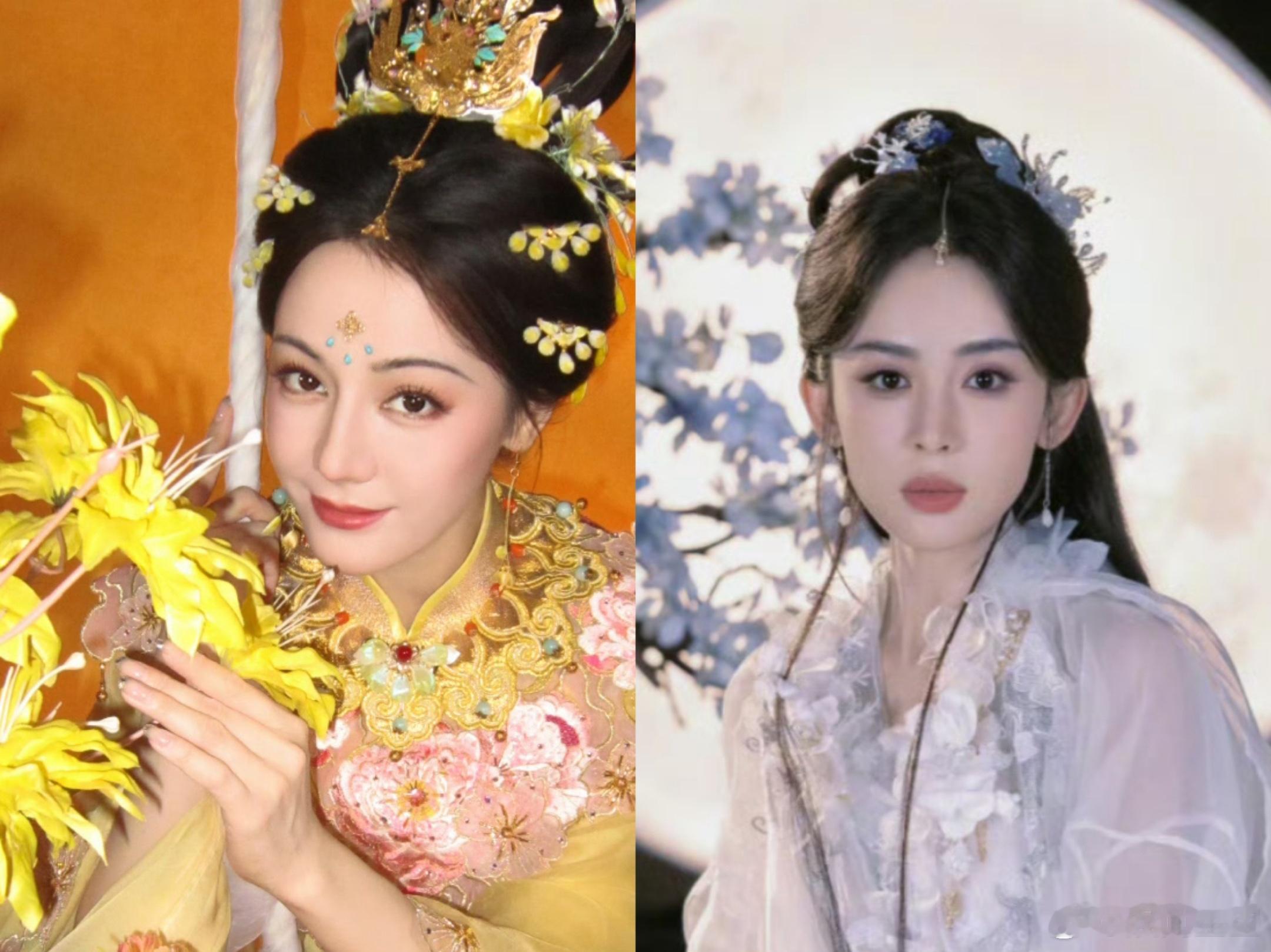 谁都没想到，昨晚扮演嫦娥，会是两个新疆美女。迪丽热巴版的嫦娥登陆河南卫视，造型贵