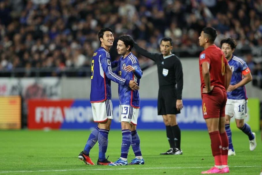 36强赛-上田绮世戴帽+南野拓实2次助攻，日本5-0缅甸取开门红
日本队主场5-