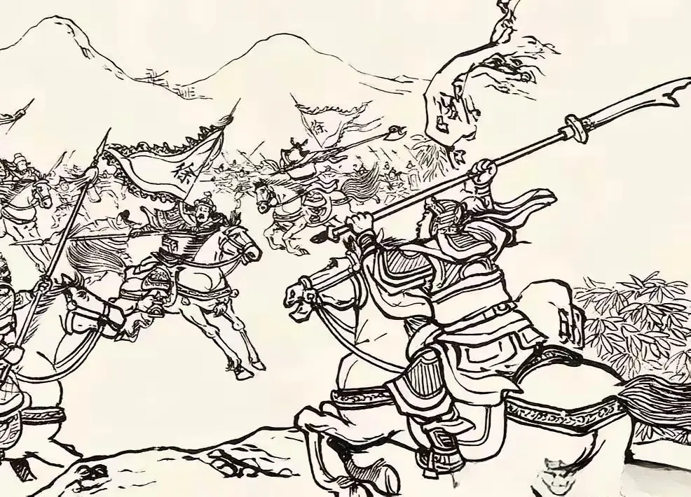 战老徐，救老徐。“老徐莫要惊慌，老徐休要猖狂，某家来也……”此图中正在...