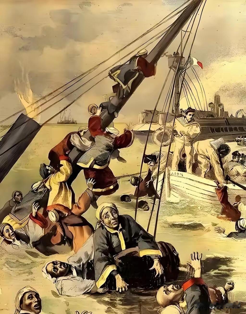 看到当年清军运兵船高升号的遭遇，心头无比的愤恨，当年的小日本是多么的狡诈和凶残，