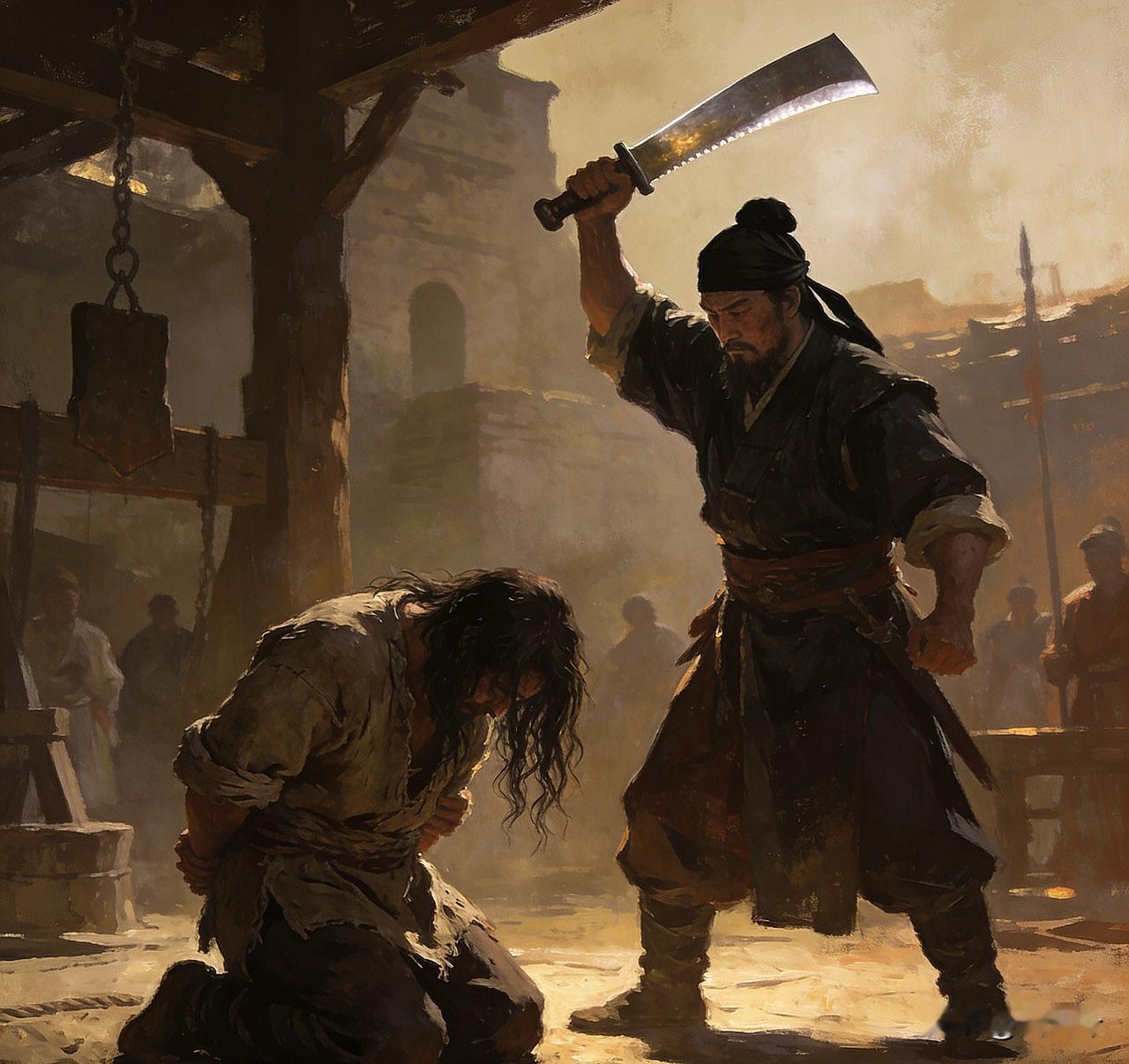 古代那些死刑犯被砍头时，为什么都乖乖跪着，几乎没人反抗？
其实很简单，分三步走，